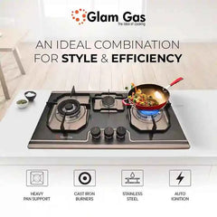 Glam Gas (Food book A3) Steel Pan Supports Easy Clean (Natural Gas LPG) Brand Warranty