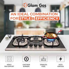 Glam Gas (Food book A3) Steel Pan Supports Easy Clean (Natural Gas LPG) Brand Warranty