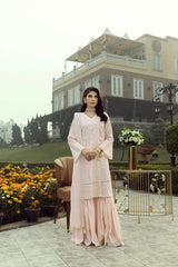 03 Piece Stitched Embroidered with Dyed Embroidered Chiffon Dupatta