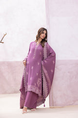 03 Piece Stitched Printed Embroidered Cashmi Wool