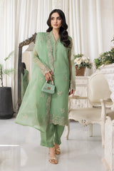03 Piece Ready to wear Embroidered Organza