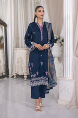 03 Piece Ready to wear Embroidered Raw Silk With Printed Polyester Chiffon Dupatta