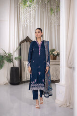 03 Piece Ready to wear Embroidered Raw Silk With Printed Polyester Chiffon Dupatta
