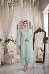 03 Piece Ready to wear Embroidered Raw Silk With Printed Polyester Chiffon Dupatta
