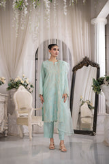 03 Piece Ready to wear Embroidered Raw Silk With Printed Polyester Chiffon Dupatta
