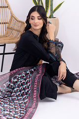 03 Piece Ready to wear dyed Embroidered with printed dupatta