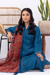 03 Piece Ready to wear dyed Embroidered with printed dupatta