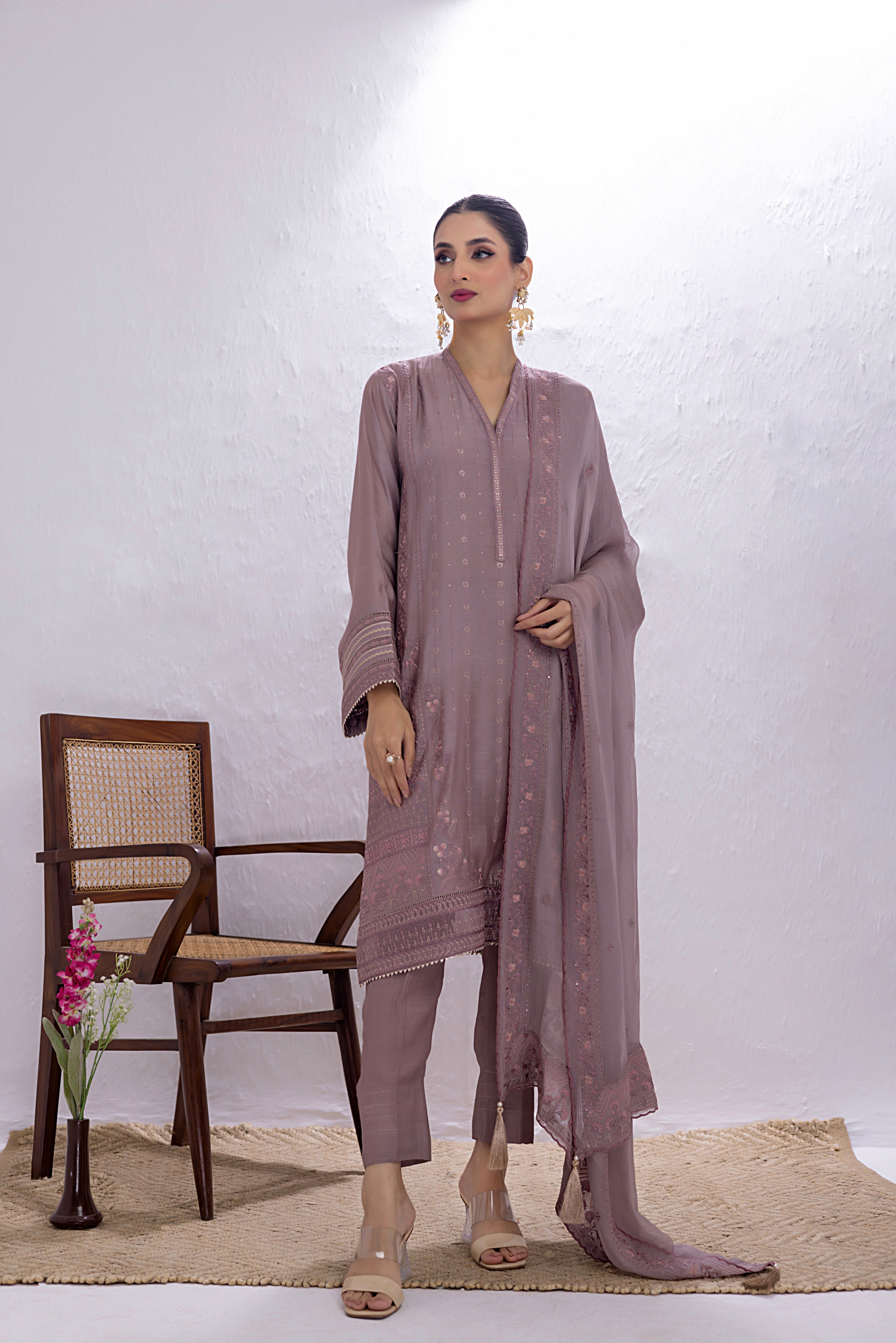 03 Piece Ready to wear Embroidered Luxury Pret