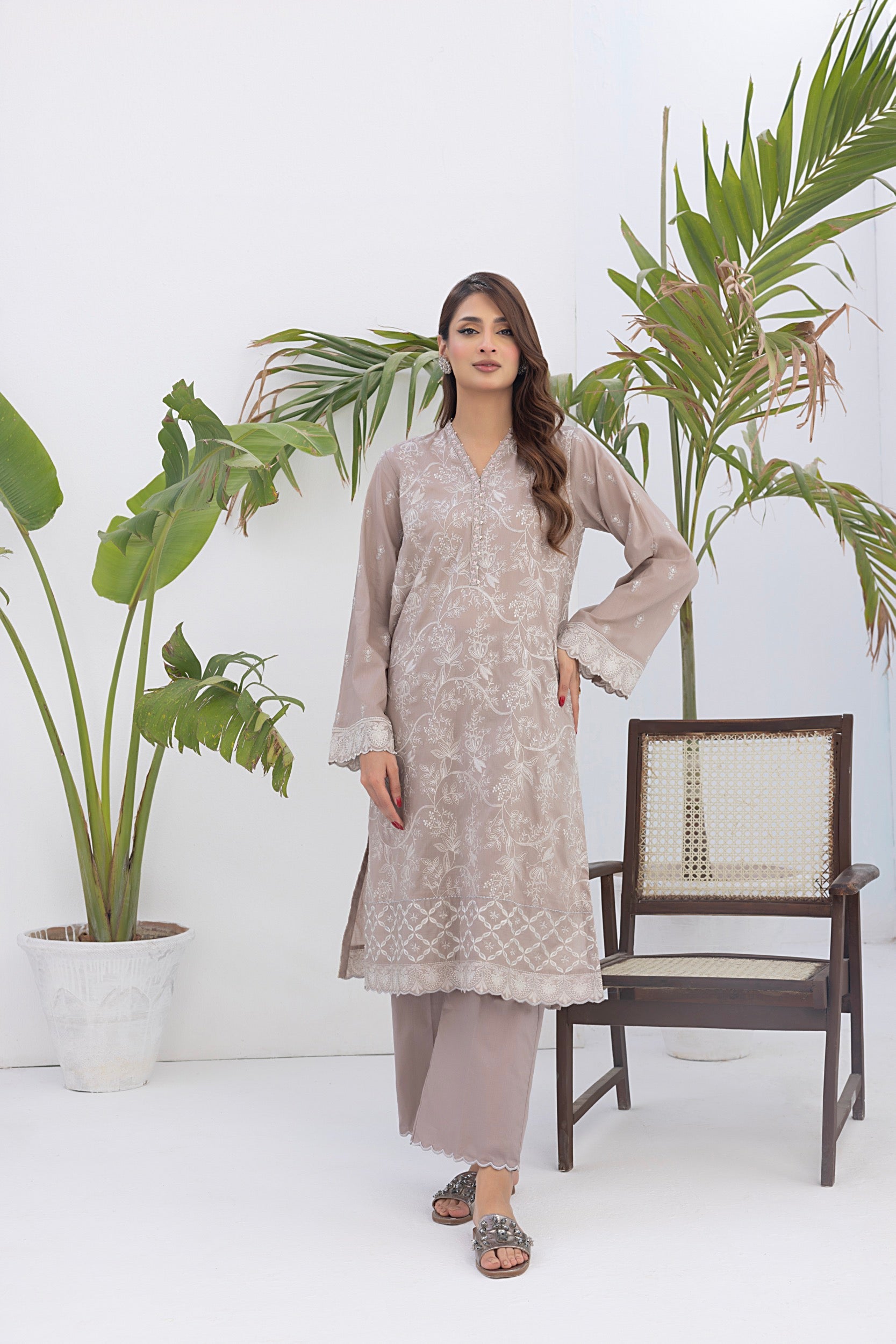 02 Piece Unstitched Embroidered Lawn Shirt & Trouser - Lakhany
