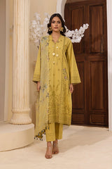 03 Piece Stitched Embroidered with Printed Chiffon Dupatta
