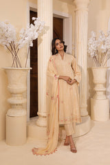 03 Piece Stitched Embroidered with Printed Chiffon Dupatta