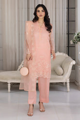 03 Piece Ready to wear Embroidered Organza