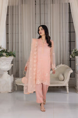 03 Piece Ready to wear Embroidered Organza