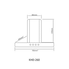 Nasgas Kitchen Hood KHD-260 27 inch Touch Panel Front & top 5mm Tempered Glass