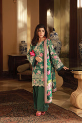 03 Piece Unstitched Embroidered With Printed Chiffon Dupatta Komal Lawn - Design 2