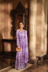 03 Piece Unstitched Embroidered With Printed Chiffon Dupatta Komal Lawn - Design 1