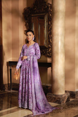 03 Piece Stitched Embroidered with Printed Chiffon Dupatta Komal Lawn