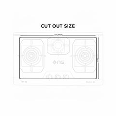 Nasgas Built In Hob DG-345 BK Double Shade Non Magnet Steel Top Auto Ignition