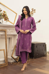 03 Piece Stitched Textured Pearl Printed Marina