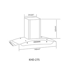 Nasgas Kitchen Hood KHD-275 Size 29 inch Touch Panel Front & top 5mmTempered Glass 1 Year Brand Warranty