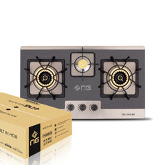 Nasgas Built In Hob DG-346 BK Double shade non magnet steel top Auto Ignition
