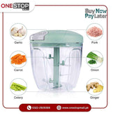Manual Food Chopper, 900ml Pull String Vegetable Chopper 3 Blades with Egg Beater Food Hand Onion Chopper Manual, Pull and Chop Food Chopper Manual Blender for Vegetables, Fruits, Meat