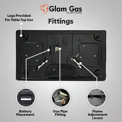 Glam Gas Built In Hob (Model GG-Flora B) 3 Burner Steel Pan Supports (Natural Gas & LPG) Easy To Clean Brand Warranty - Onestopmall.pk