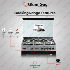 Glam Gas Cooking Range (Gas) Griller’S 34 Top Stainless Steel Auto Ignition System (Natural Gas & LPG) Brand Warranty - Onestopmall.pk