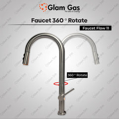 Glam Gas Faucet (Faucet Flow-11) Imported Aerater Stainless Steel Flexible Hose Brand Warranty - Onestopmall.pk