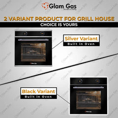 Glam Gas Built in Oven Grill House Silver & Black Electric Oven Conventional Heat Hot Air Grilling - Onestopmall.pk