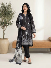 03 Piece Stitched Monochrome Printed Lawn