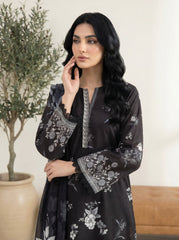 03 Piece Stitched Monochrome Printed Lawn