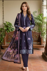 Lakhany Premium 03 Piece Unstitched Dyed Embroidered with Printed Lawn Dupatta