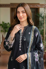 03 Piece Unstitched Dyed Embroidered with Printed Lawn Dupatta - Design 1