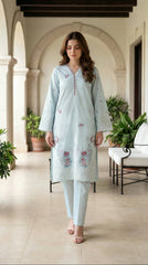 02 Piece Unstitched Embroidered Shirt with Trouser - View 3 - Lakhany