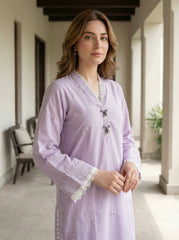 02 Piece Unstitched Embroidered Shirt with Trouser - View 3 - Lakhany