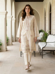 02 Piece Unstitched Embroidered Shirt with Trouser - Lakhany