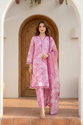 03 Piece Unstitched Printed Arabic Lawn with Printed Chiffon Dupatta - Design 13