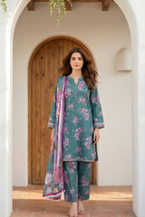 03 Piece Unstitched Printed Arabic Lawn with Printed Chiffon Dupatta - Design 14