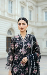 03 Piece Stitched Embroidered with Printed Lawn Dupatta Komal Lawn