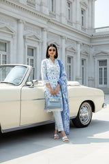03 Piece Stitched Embroidered with Printed Lawn Dupatta Komal Lawn