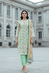 03 Piece Unstitched Embroidered With Printed Lawn Dupatta Komal Lawn - Design 3
