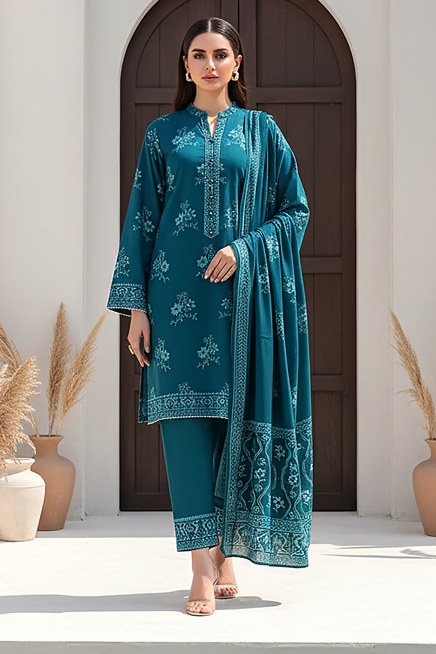03 Piece Unstitched Pashmina Printed - Design 11