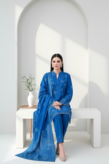 03 Piece Unstitched Textured Heavy Weight Printed Marina - Design 27