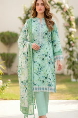 Lakhany Premium 03 Piece Unstitched Printed Embroidered with Printed Lawn Dupatta