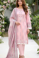 Lakhany Premium 03 Piece Unstitched Printed Embroidered with Printed Lawn Dupatta