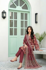 03 Piece Unstitched Printed Lawn - Design 4