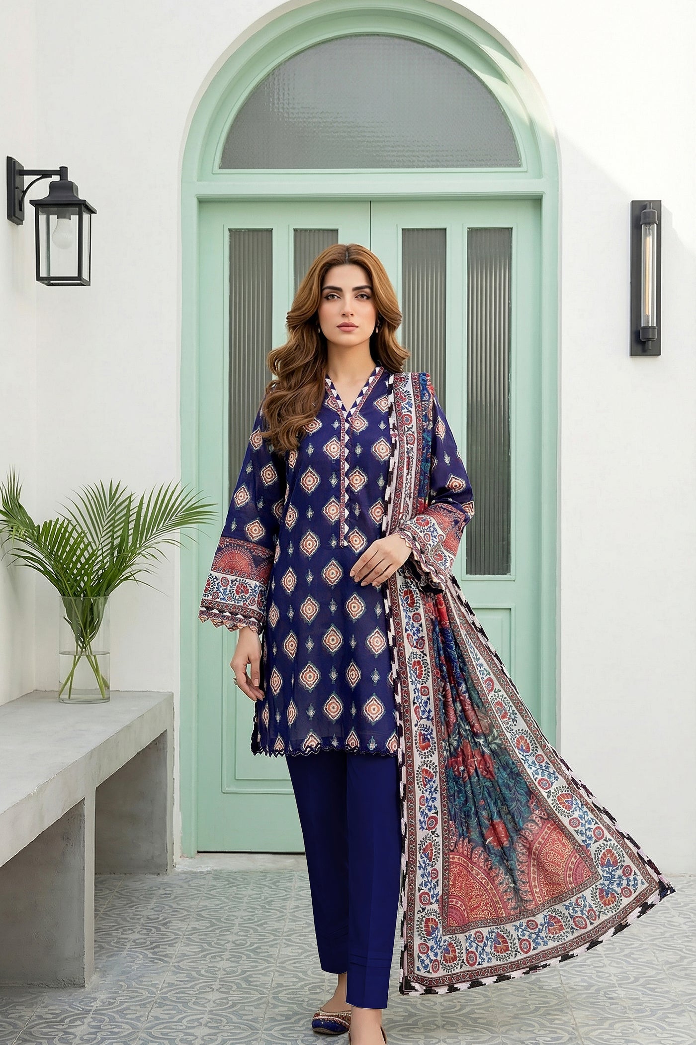 03 Piece Unstitched Printed Lawn - Design 8
