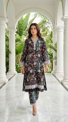 02 Piece Unstitched Printed Embroidered Shirt & Trouser - View 2 - Lakhany