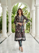02 Piece Unstitched Printed Embroidered Shirt & Trouser - Lakhany
